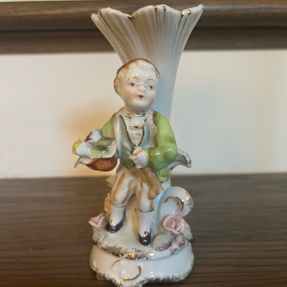 Vintage Porcelain Figurine with Vase